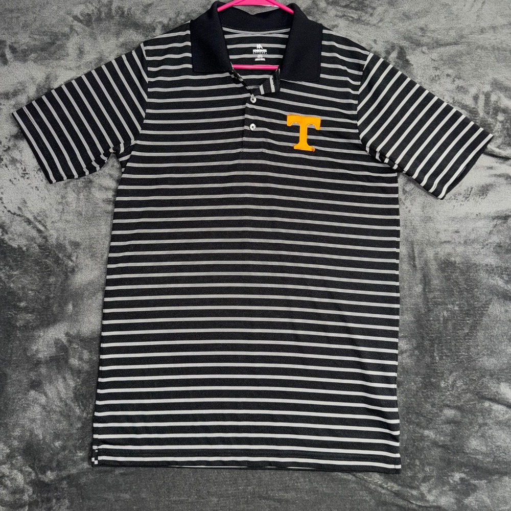 Mens Medium Knights Apparel Tennessee Volunteers Polo Shirt Striped Black Orange